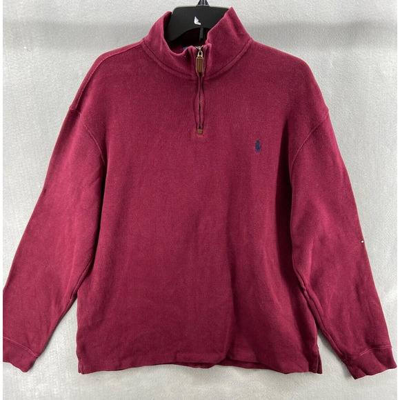 Polo Ralph‎ Lauren Sweater Mens X-Large Red 1/4 Zip Pullover Pony Logo Comfort - Picture 1 of 12